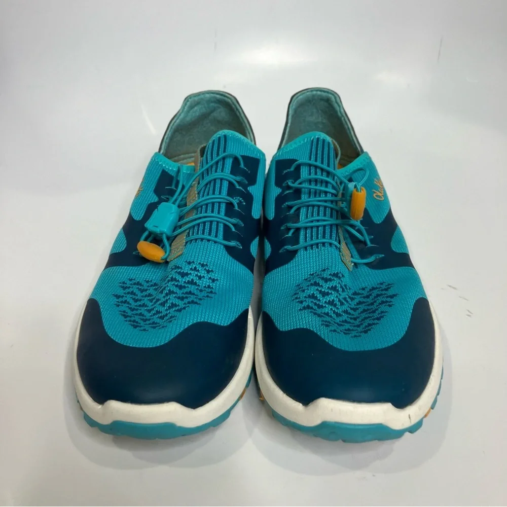 Olukai miki trainer sneakers teal casual women’s‎ size 8 bright slides